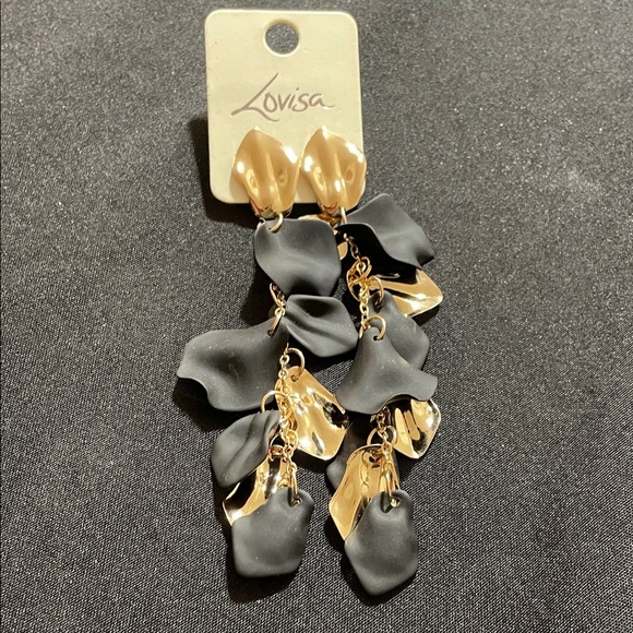 Lovisa Jewelry - Lovisa Black and Gold Floral Dangle Earrings